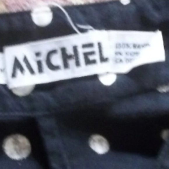 MICHEL Polka-Dot Black and White Skirt and Top, MOP Buttons, Vintage 1980's Set - Picture 5 of 5